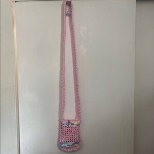 Pink Crochet Crossbody Bag